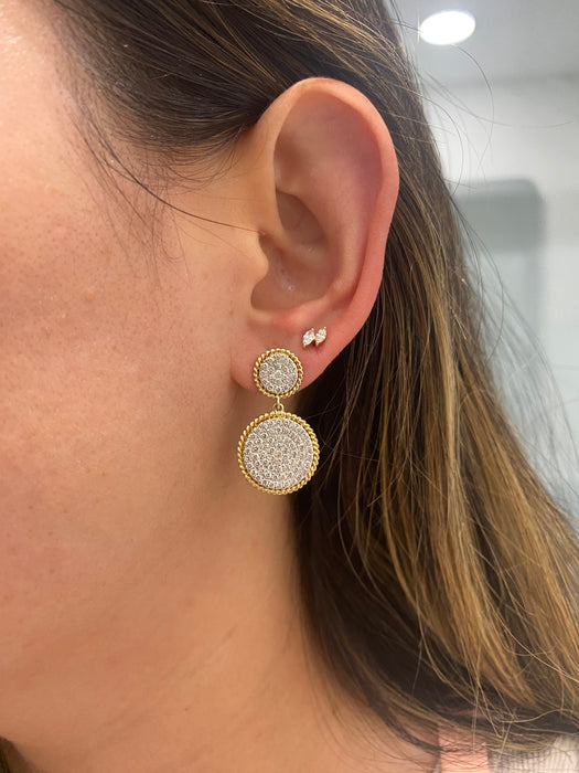 14K 1.9 TCW Natural Diamond Pavé Croissant Disc Drop Earrings