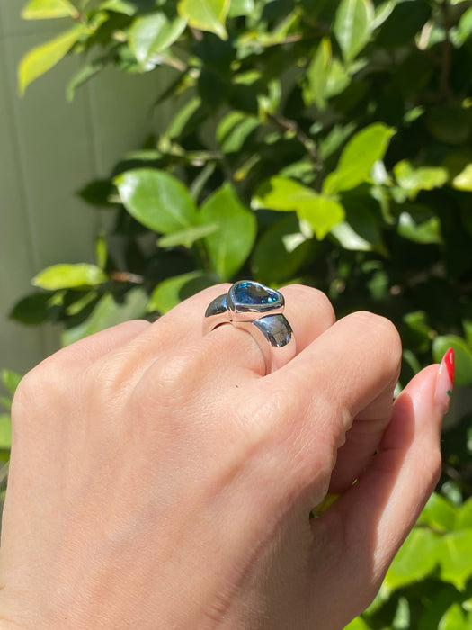 18k Piaget white gold blue topaz heart ring