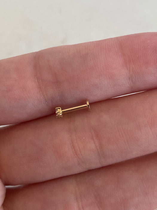 14K Gold Graduated Lab Diamond Flat Back Stud Earring- Single