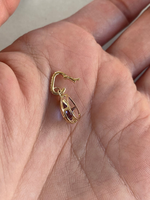 14K Gold Amethyst & Diamond Pear Charm