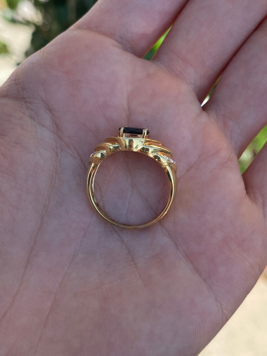 14k blue sapphire diamond ring size 6.75