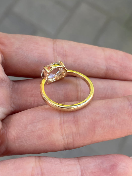 14K Gold 2 Carat Rose Cut Lab Diamond Solitaire Ring