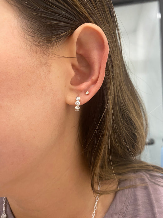14K Lab Diamond Star Single Flat Back Stud Earring
