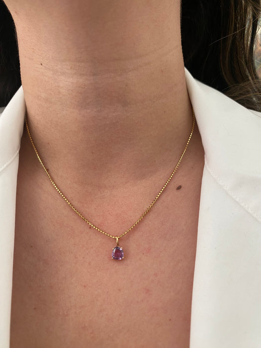 14k pink purple sapphire charm