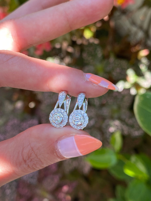 14k white gold diamond huggie earrings