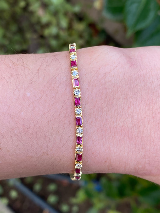 18k ruby diamond tennis bracelet