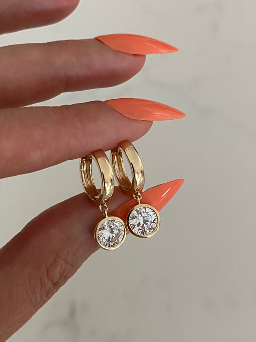 14K Gold 1.8 TCW Bezel-Set Lab Diamond Huggie Earrings
