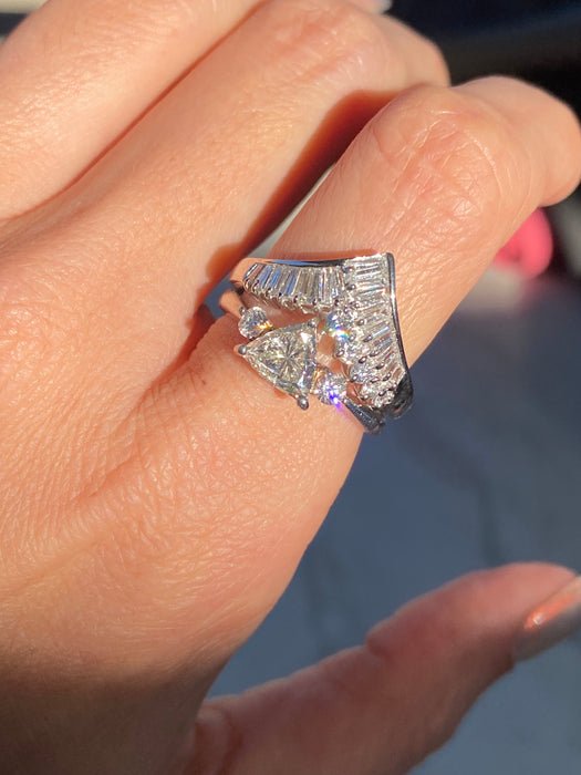 Vintage Platinum 900 Trillion Trilogy Diamond Ring – 1.2 TCW