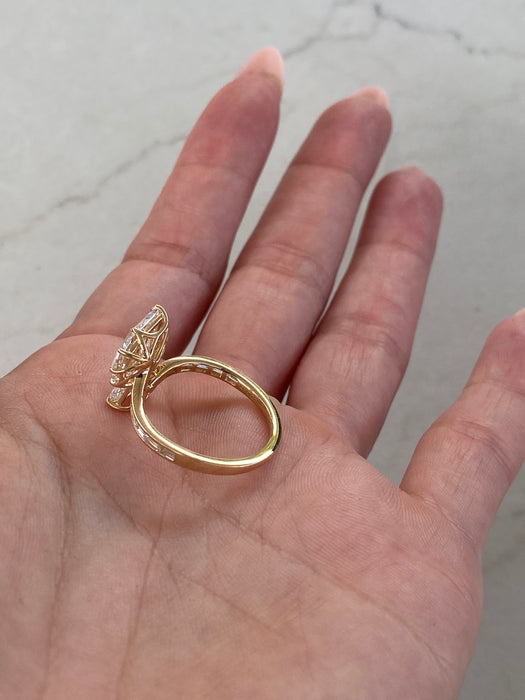 14K Step-Cut Pear & Kite Lab Diamond Bypass Ring