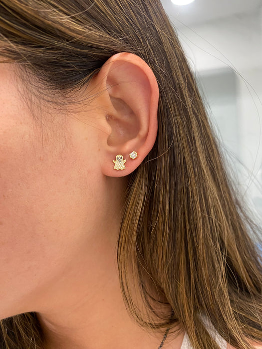 14K Natural Diamond Ghost Stud Earrings
