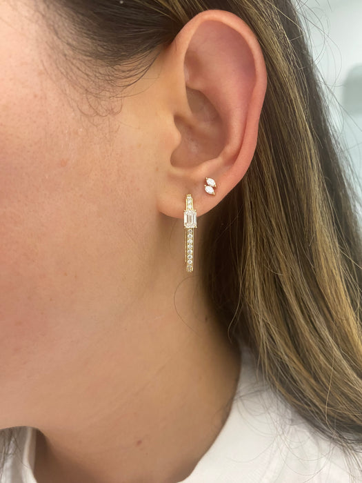 14K 1.7 TCW Lab Diamond Rectangular Inside-Out Hoop Earrings