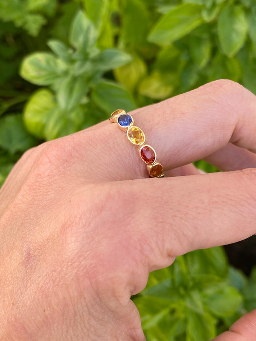 14K Gold 3.8 Carat Sapphire Eternity Ring