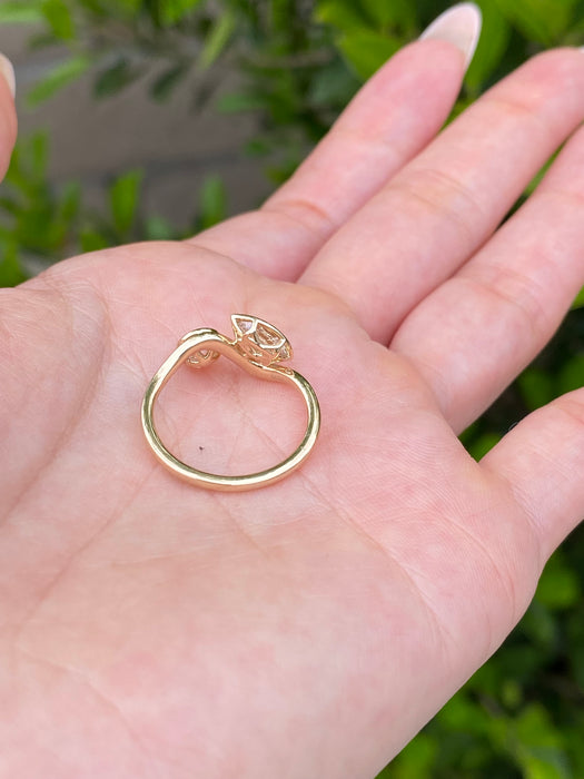 14K Gold Round & Marquise Squiggle Lab Diamond Ring