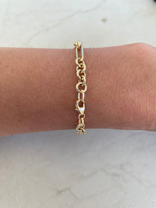 14K Gold Paperclip & Rolo Link Bracelet