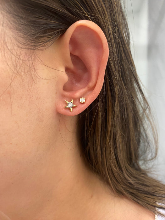 14K Gold Diamond Star Stud Earrings | 0.22 CTW Natural