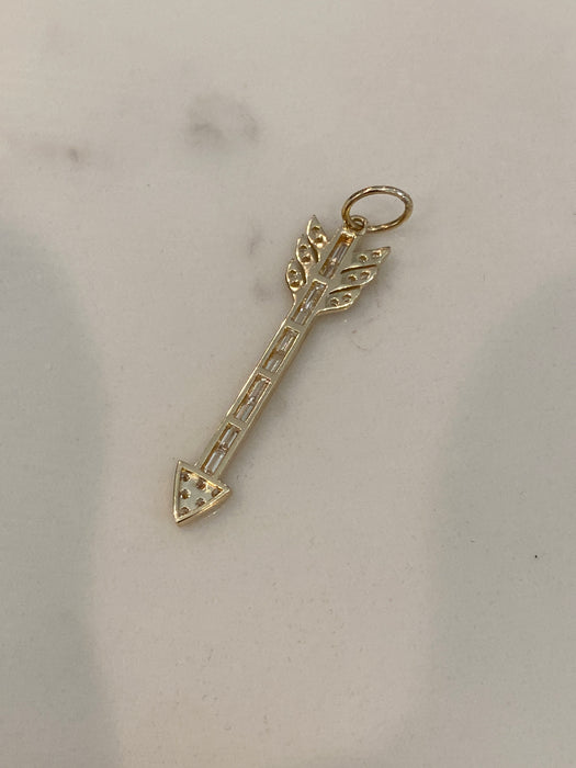 14K Gold Lab Diamond Arrow Charm