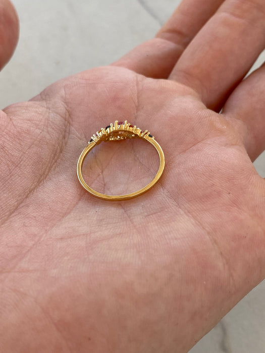 14K Natural Sapphire & Diamond Cluster Ring