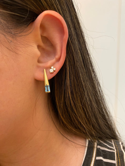 14k blue topaz pointed stud earrings