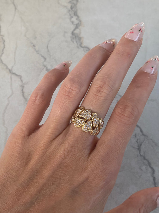 Vintage 18K Gold Heart Cluster Ring