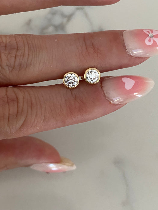 14K Gold 0.8 TCW Bezel-Set Lab Diamond Stud Earrings