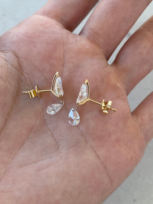 14K 3 TCW Lab Diamond Pear Drop Earrings- IGI certified
