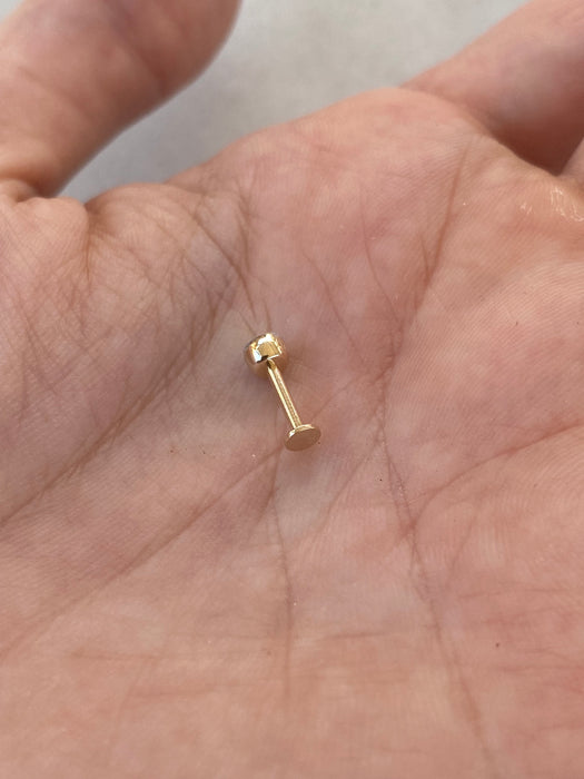 14K Lab Diamond Invisible Set Single Stud Flat Back Earring – 0.17 CTW