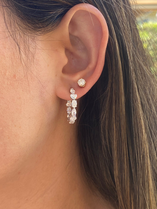 14K White Gold Inside-Out Lab Diamond Hoop Earrings – 3.60 CTW