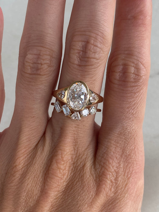 14K Multi-Shape Chevron Lab Diamond Ring