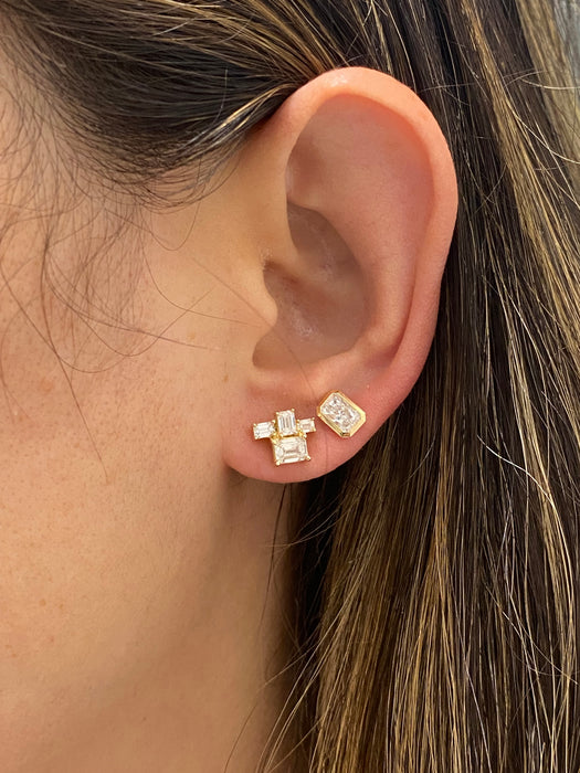 14K Gold Bezel Set Radiant Cut Lab Diamond Stud Earrings – 1.00 CTW