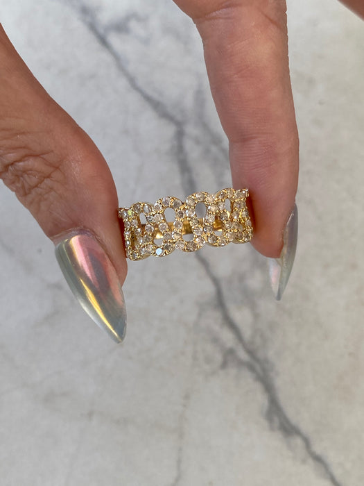 Vintage 18K Natural Diamond Squiggle Ring