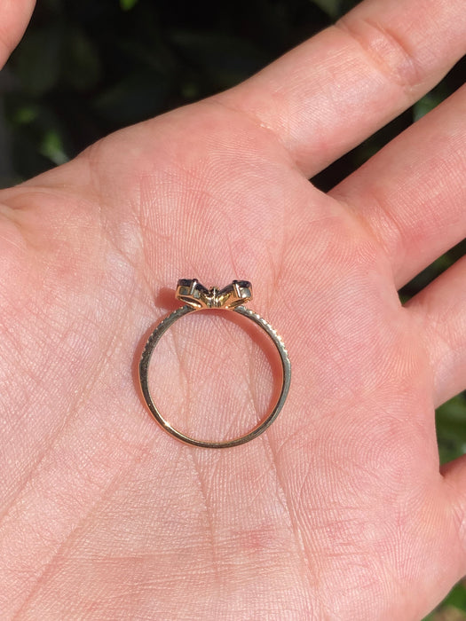 14k blue sapphire diamond butterfly ring size 6.5