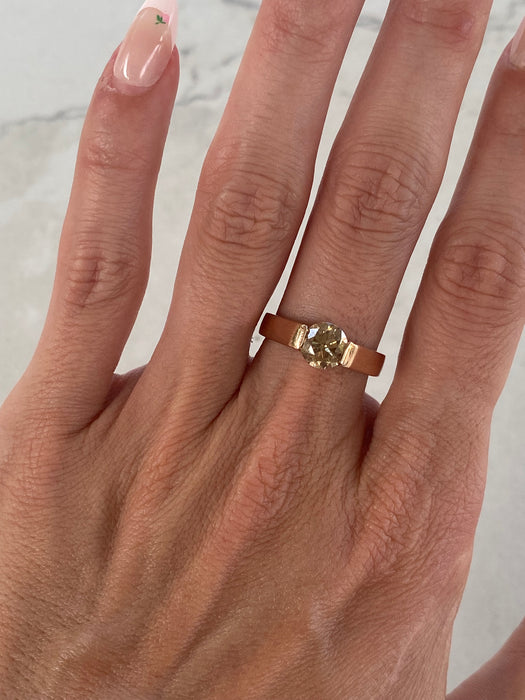 Vintage 18K Rose Gold Champagne Diamond Ring – 1.31 TCW