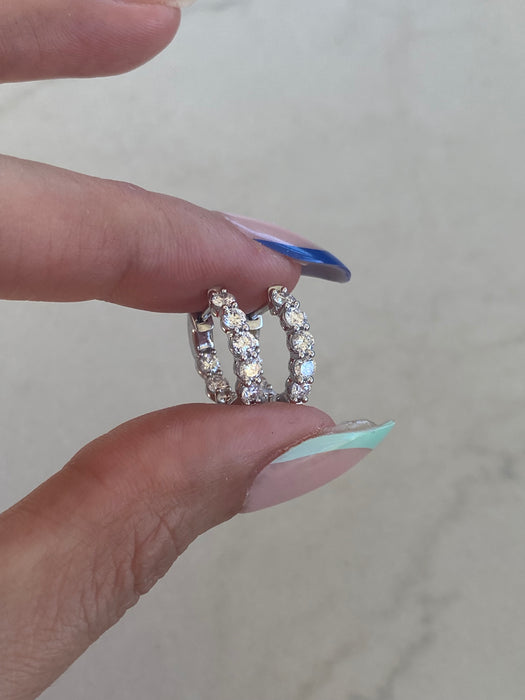 14K White Gold Inside-Out Lab Diamond Huggies