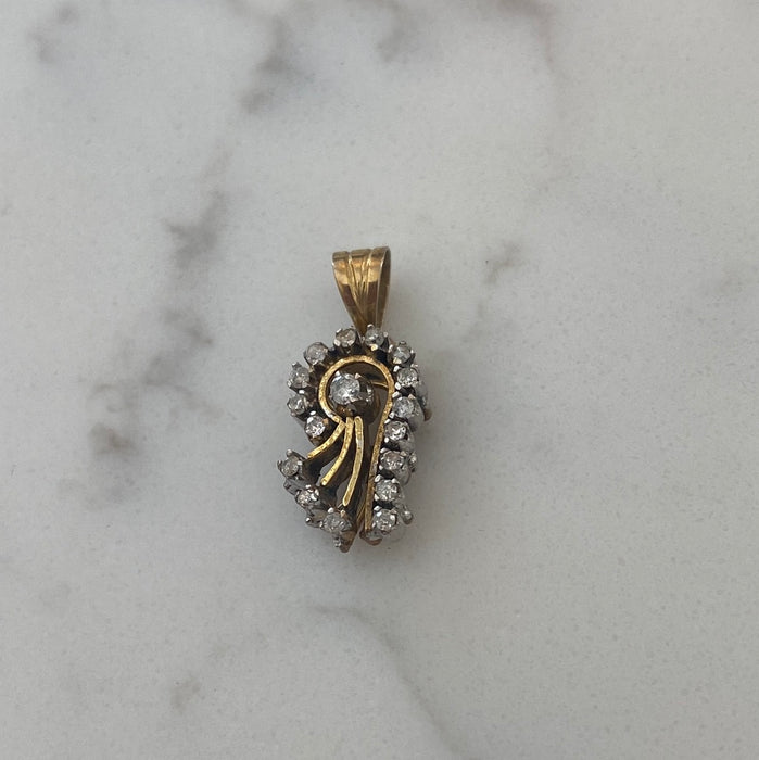 14k diamond antique pendant charm