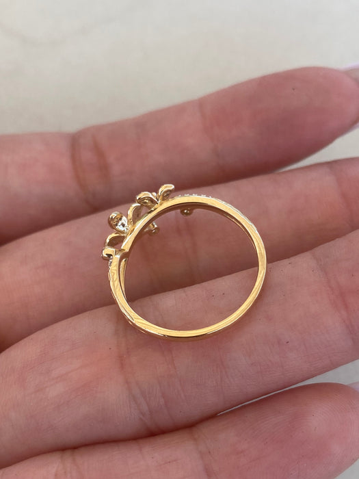 14K Natural Diamond Flower Ring