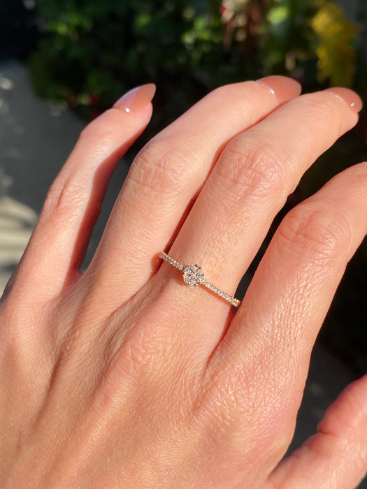 14K Rose Gold Diamond Circle Ring
