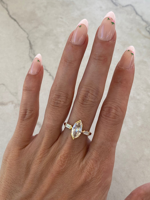 14K Step Cut Marquise & Bullet Cut Lab Diamond Ring - 2.44 TCW- IGI