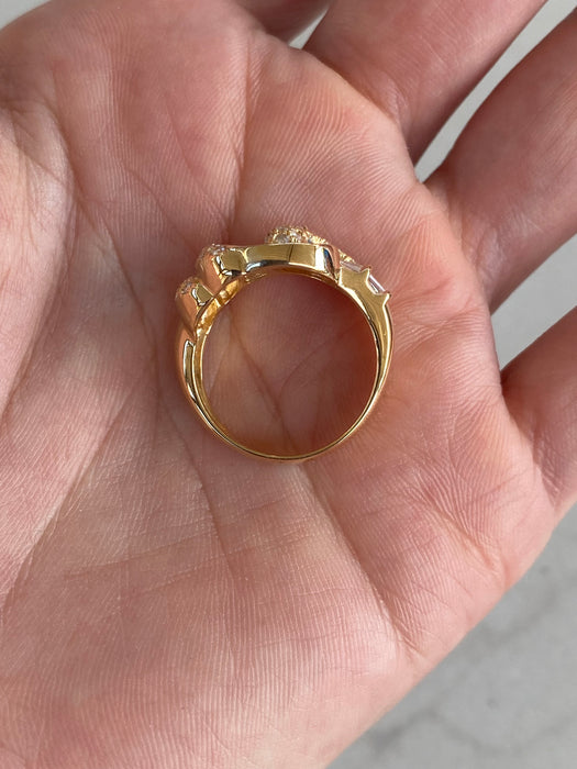 Vintage 18K Gold Baguette & Round Diamond Ring