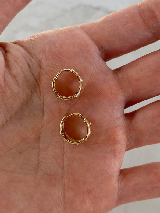 14K 0.5 TCW Flush-Set Natural Diamond Huggie Earrings
