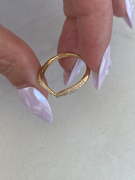 18k Gold Natural Chevron Diamond Ring