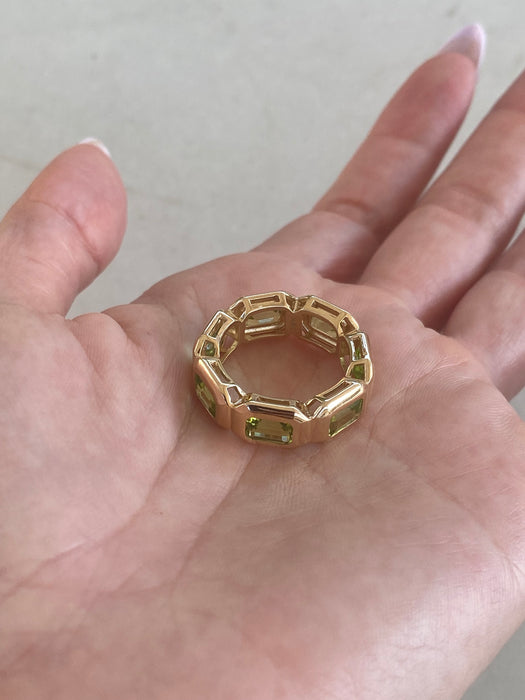 14K Gold Bezel-Set Peridot Eternity Ring
