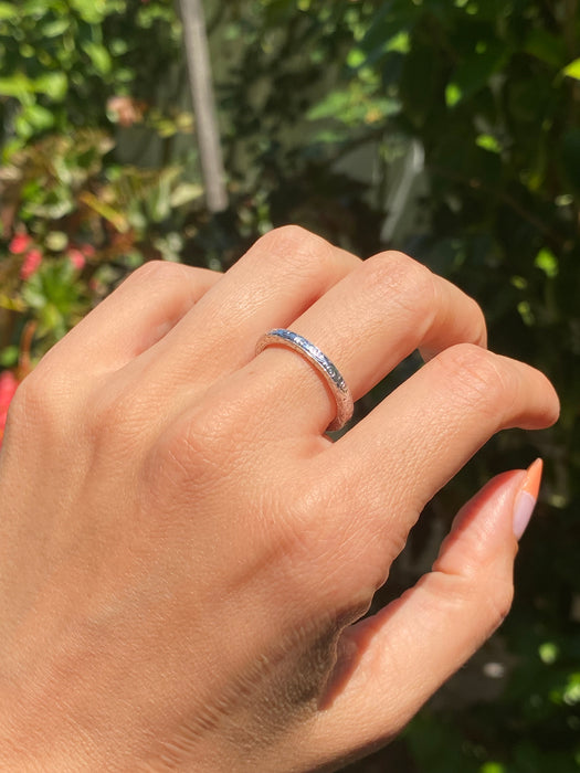 14k white gold engraved eternity ring size 6.25