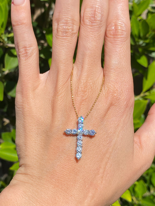 Vintage Platinum 900 1.55 TCW Natural Diamond Cross Pendant