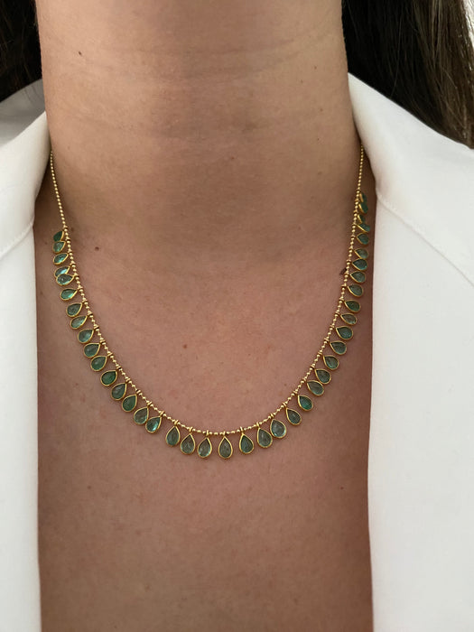 14k emerald bead necklace 18”