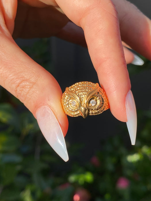 18k diamond owl ring size 6