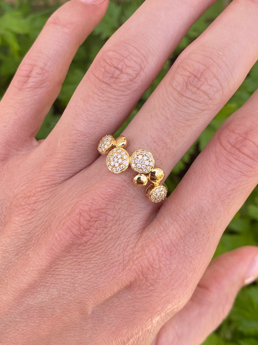 Vintage 18K Gold Diamond Dot Ring Size 7.25