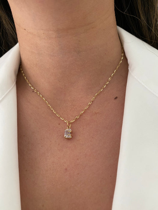 14k lavender quartz letter E pendant charm