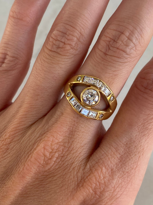 Vintage 18K Gold Diamond Ring – 1.38 TCW Natural Diamonds – Size 6