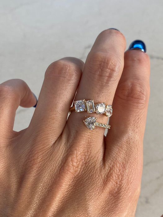 14K Multi-Stone Lab Diamond Bypass Ring