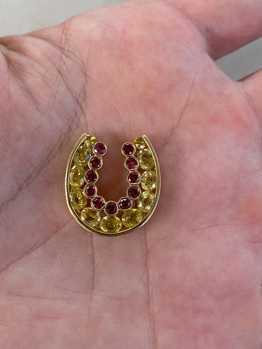 Vintage 18K Sapphire Horseshoe Slider Charm